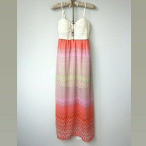 TRIXXI Crochet Boho Aztec Print Maxi Dress…